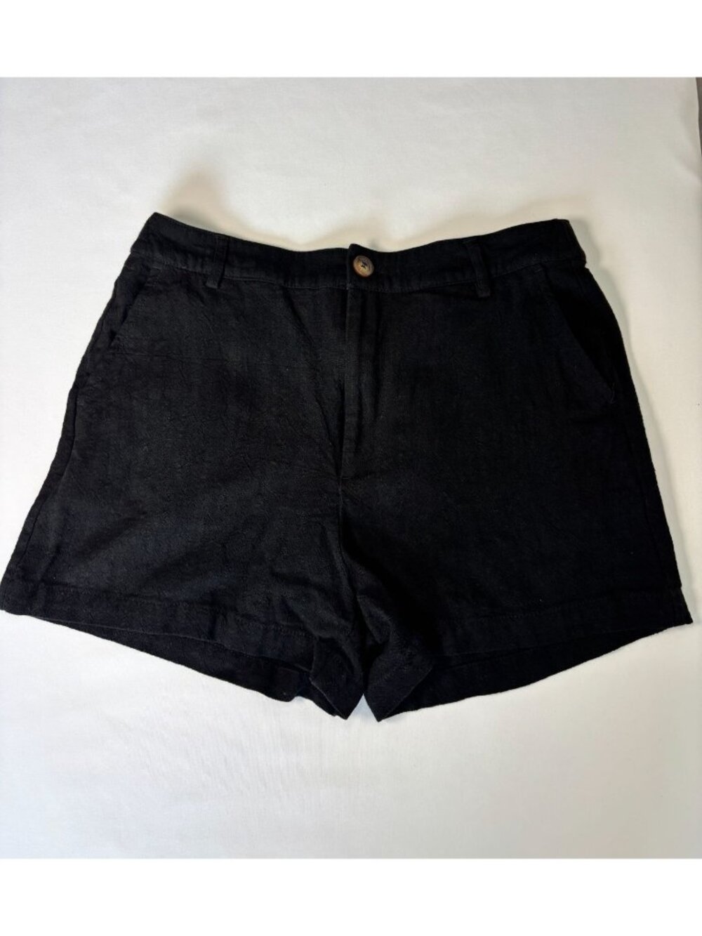 ecool Black Linen Blend Shorts (Size M)